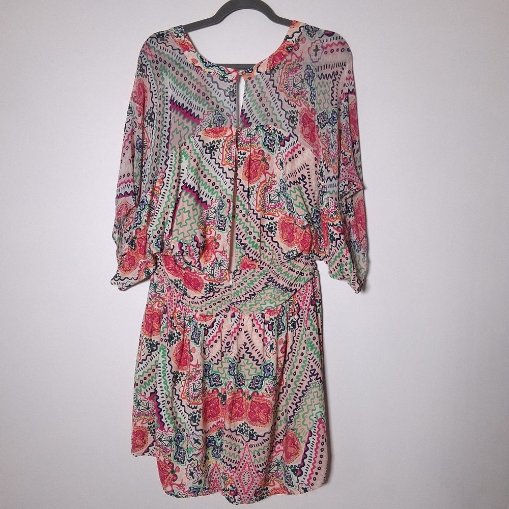 Anthropologie Maeve Dress Pink Siya Kimono Size 10 - Picture 4 of 16